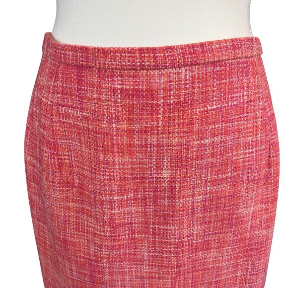 Talbots Pure Silk Skirt Sze 14 Heather Pink Tweed A Line Lined Back Zip and Slit - Picture 4 of 10